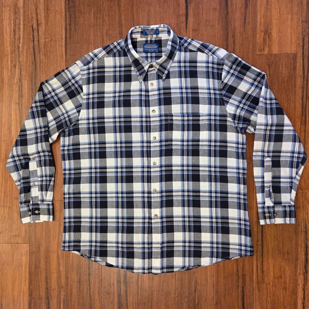 Pendleton Oceanside Plaid Long Sleeve Button Down Up Shirt Men's XL Madras